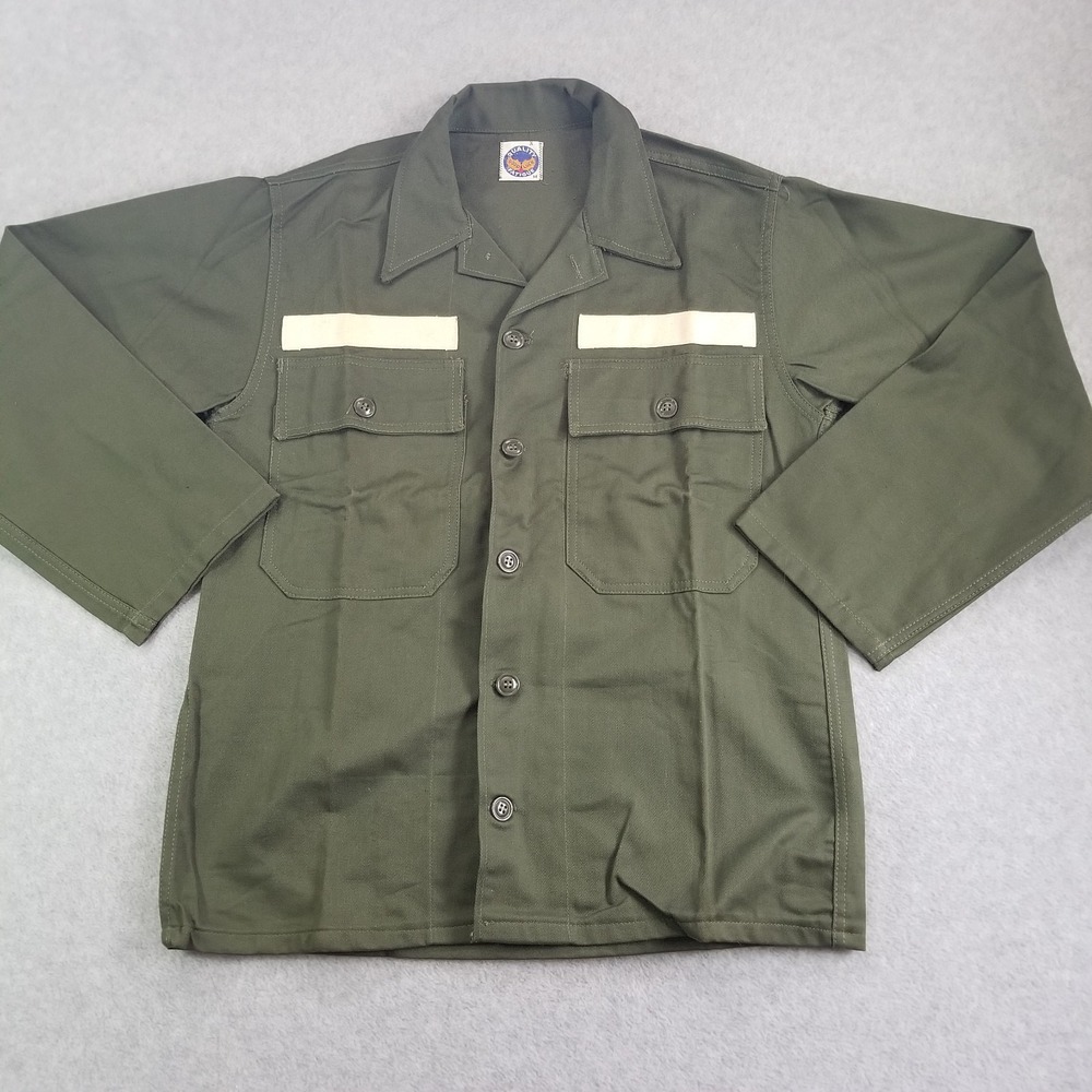 Good Luck Fatigue Shirt Mens Medium Green Military Utility Workwear Button Up